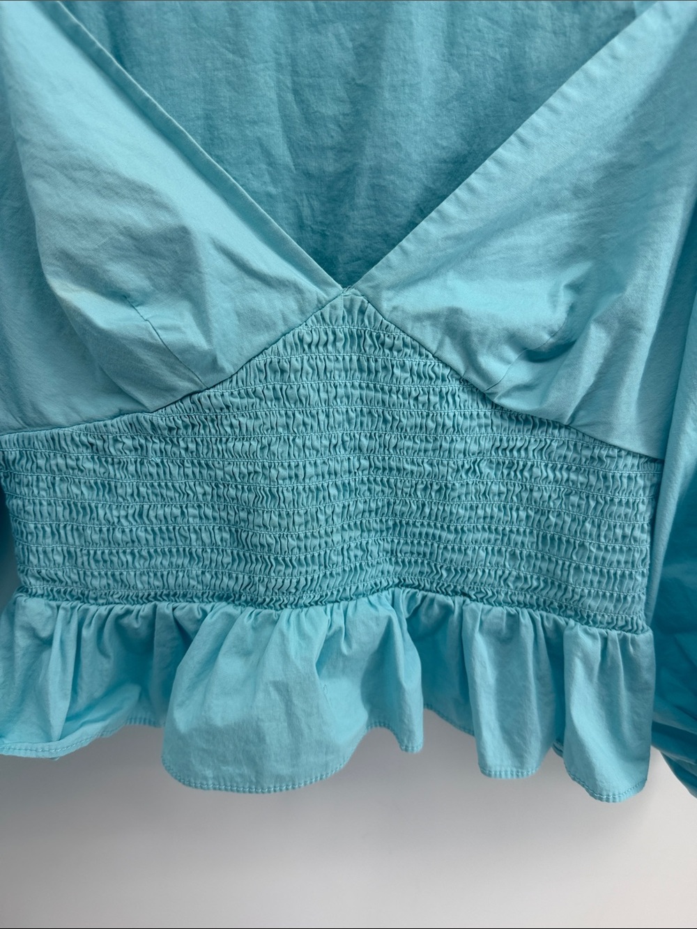 Staud Matilde V-neck smocked waist peplum balloon sleeve and op sz S - Picture 2 of 8